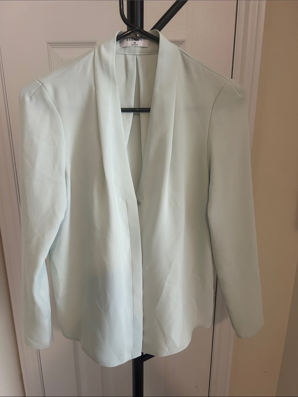 Babaton Light Mint Open-Front Blouse